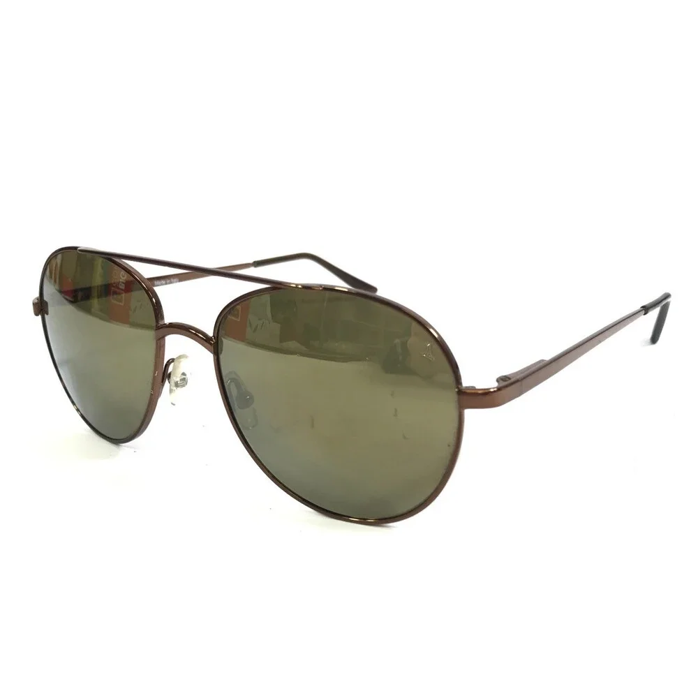 See Sunglasses 7858 093 Polished Brown Aviator Frames with Green Mirrored Lenses